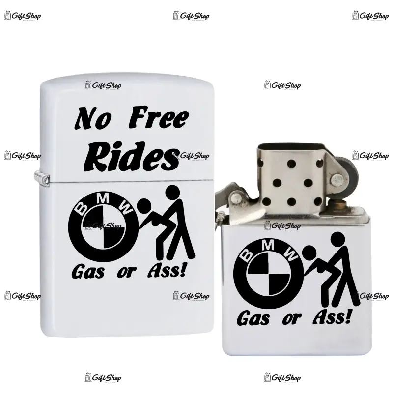 No free rides bmw, bricheta metalica gravata laser cu mesaj